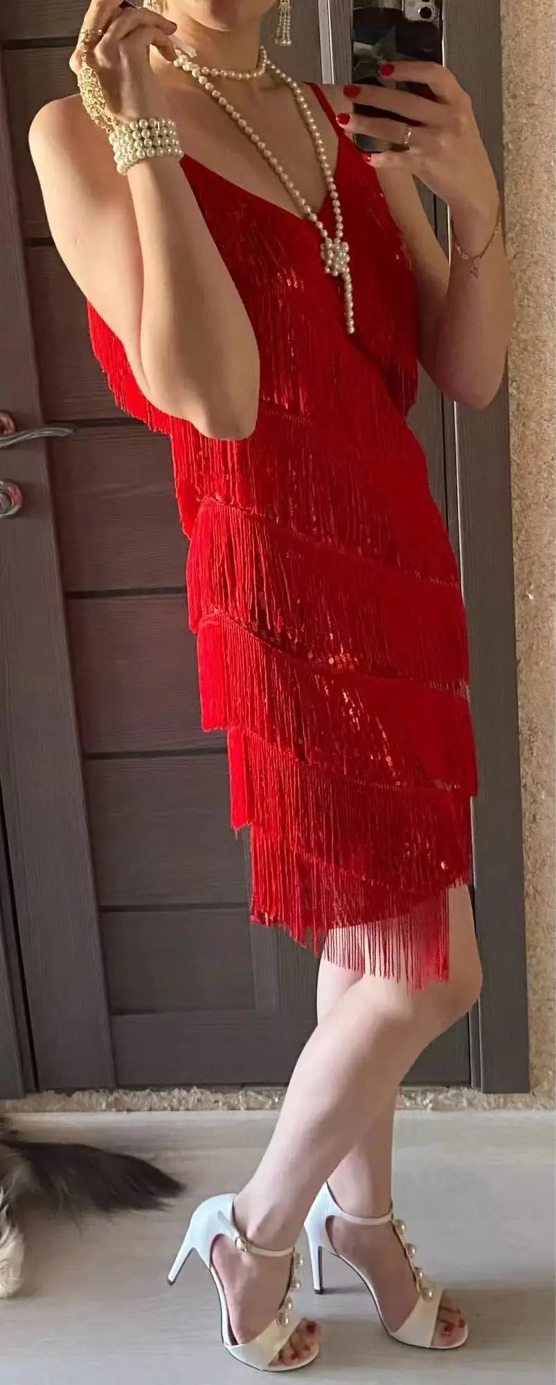 Womens Shiny Sequins Fringe Latin Dance Dress Samba Tango Latin Dance Wear Adults Female Tassel Stage Performance Costume