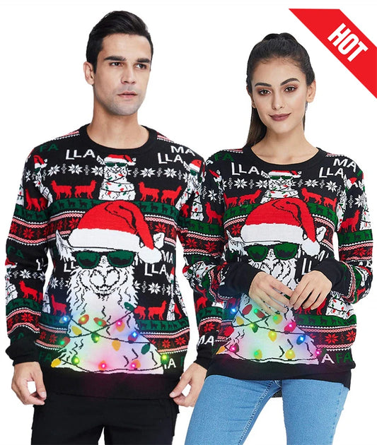 1 Piece Men Women Person Reindeer Ugly Christmas Sweater Unisex Pullovers Christmas Tops Couples Gifts Party Xmas Sweatshirt