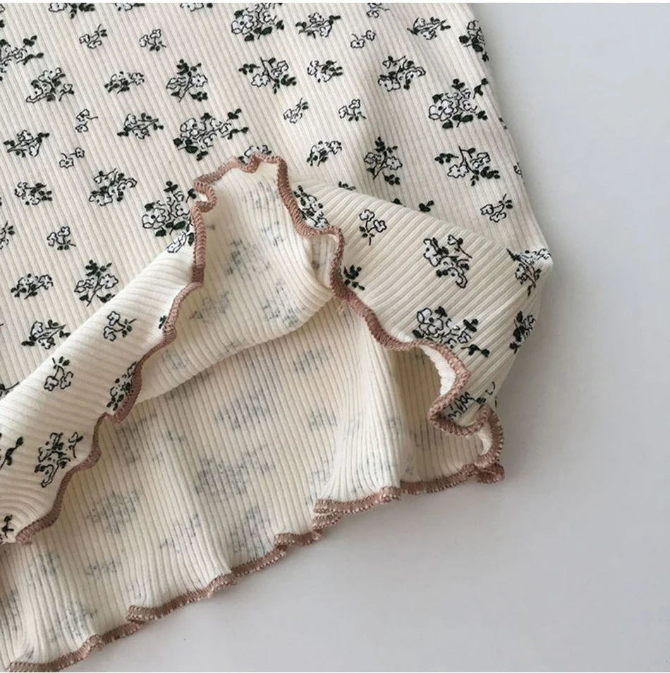 Girls Summer Pajamas Set Short Sleeve Shorts Floral Korean Style Rayon Two Piece Sleepwear Home Loungewear Kids Nightwear Outfit