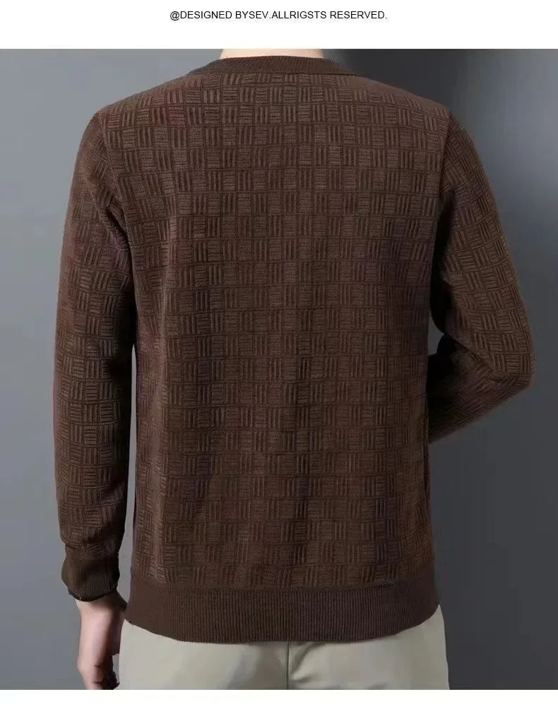 Spring Autumn Pure Wool Pullover Sweater Men O-neck Long-sleeve Cashmere Knitwear Male Clothing Knitted Sweaters Mens Outwear