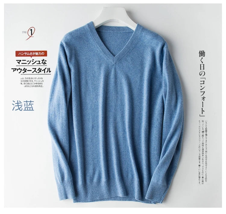 Classic Pullover V-Neck Sweater Men 2024 Autumn Winter Cashmere Cotton Blend Warm Jumper Clothes Pull Homme Man Hombres Sweater