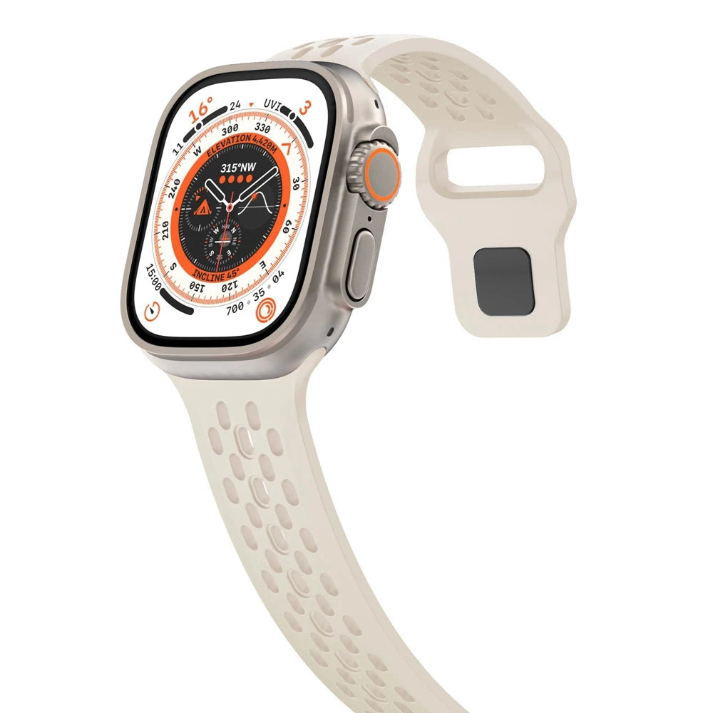 Silicone strap For iwatch series 9 8 7 6 5 4 3 SE Ultra 2 49mm Breathable Bracelet for Apple Watch 44mm 45mm 40mm 41mm 42mm 38mm