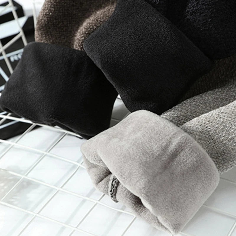 Men New Long Sleeve Knit Pullover Sweater Autumn Winter Thermal Warm Classic Sweater Lightweight Fleece Lined Thickened Sweater