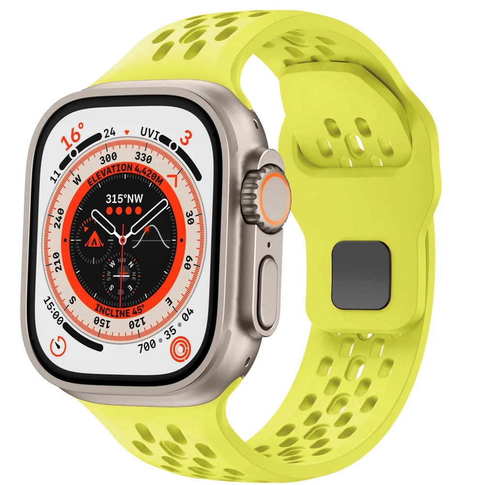 Silicone strap For iwatch series 9 8 7 6 5 4 3 SE Ultra 2 49mm Breathable Bracelet for Apple Watch 44mm 45mm 40mm 41mm 42mm 38mm