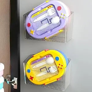 Cloududa Cabinet Door Organizer 1Pcs Adhesive Wall Mounted Organizer Bins Clear Storage Caddy Stackable Basket