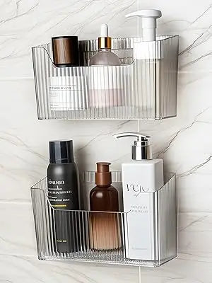Cloududa Cabinet Door Organizer 1Pcs Adhesive Wall Mounted Organizer Bins Clear Storage Caddy Stackable Basket