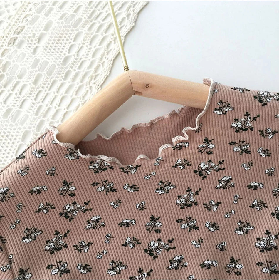 Girls Summer Pajamas Set Short Sleeve Shorts Floral Korean Style Rayon Two Piece Sleepwear Home Loungewear Kids Nightwear Outfit