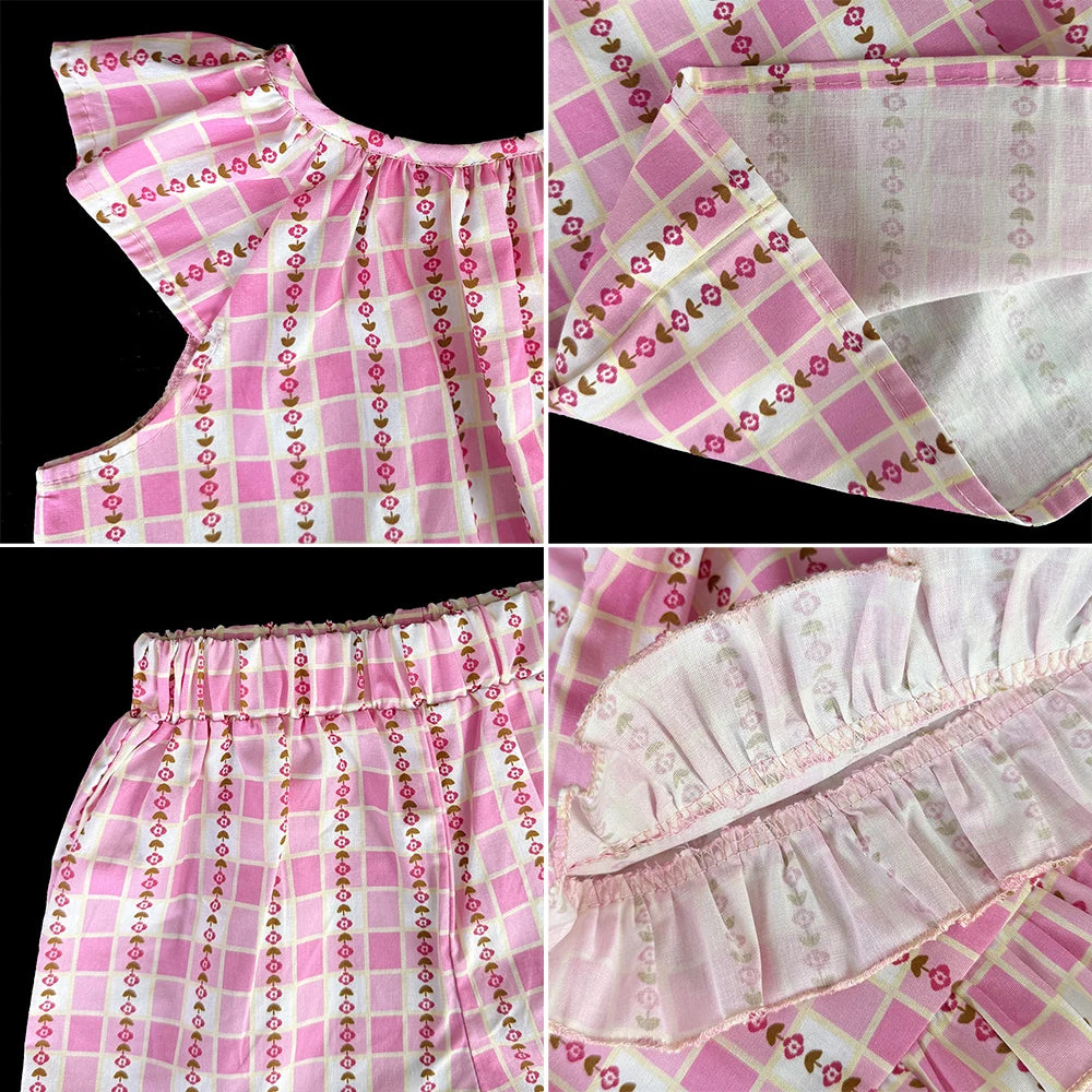 Bear Leader Girls' Summer Fashion Set Children's Flower Print Flying Sleeve Top+Shorts Two Piece Cute Little Girl Refreshing Set