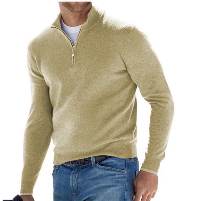 New Men's Sweaters V-neck Long Sleeve Pullover Autumn Lightweight Half Zipper Casual Sweater Outdoor Work Sweatshirts Winter Top