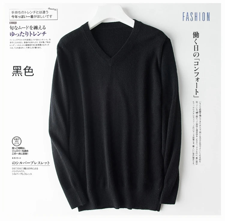 Classic Pullover V-Neck Sweater Men 2024 Autumn Winter Cashmere Cotton Blend Warm Jumper Clothes Pull Homme Man Hombres Sweater