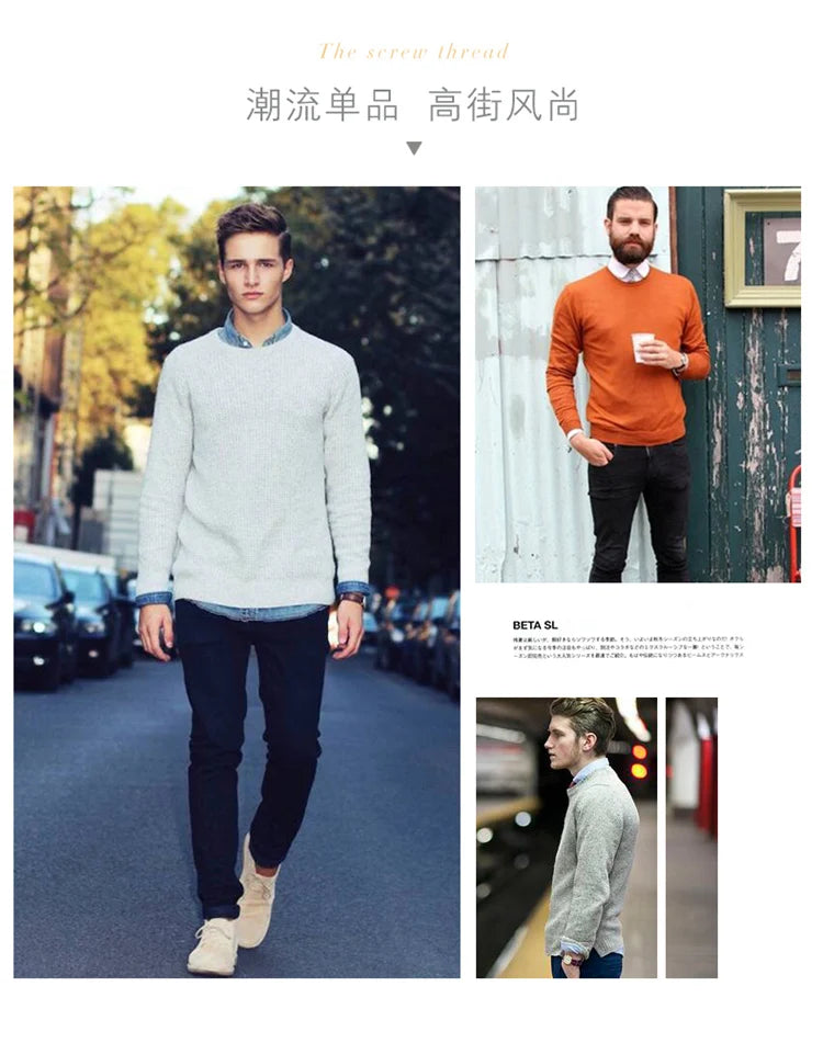 Classic Pullover V-Neck Sweater Men 2024 Autumn Winter Cashmere Cotton Blend Warm Jumper Clothes Pull Homme Man Hombres Sweater