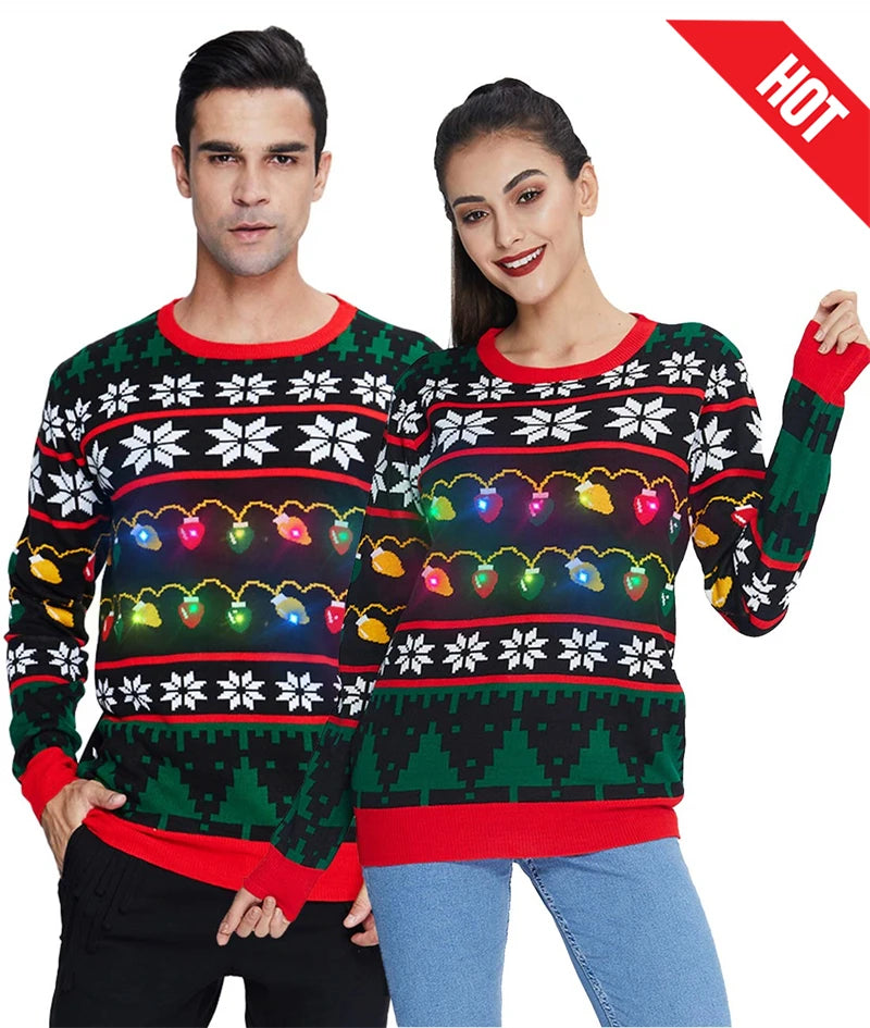 1 Piece Men Women Person Reindeer Ugly Christmas Sweater Unisex Pullovers Christmas Tops Couples Gifts Party Xmas Sweatshirt