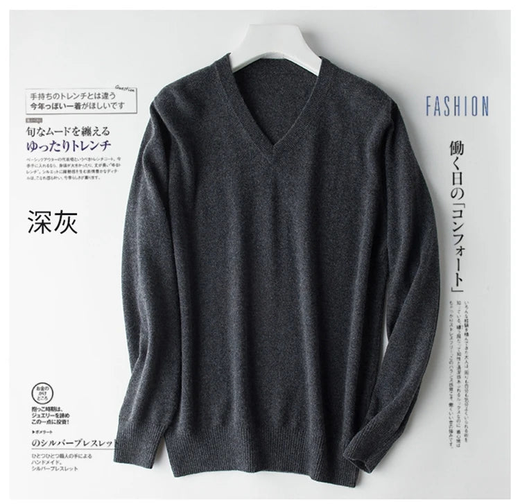 Classic Pullover V-Neck Sweater Men 2024 Autumn Winter Cashmere Cotton Blend Warm Jumper Clothes Pull Homme Man Hombres Sweater