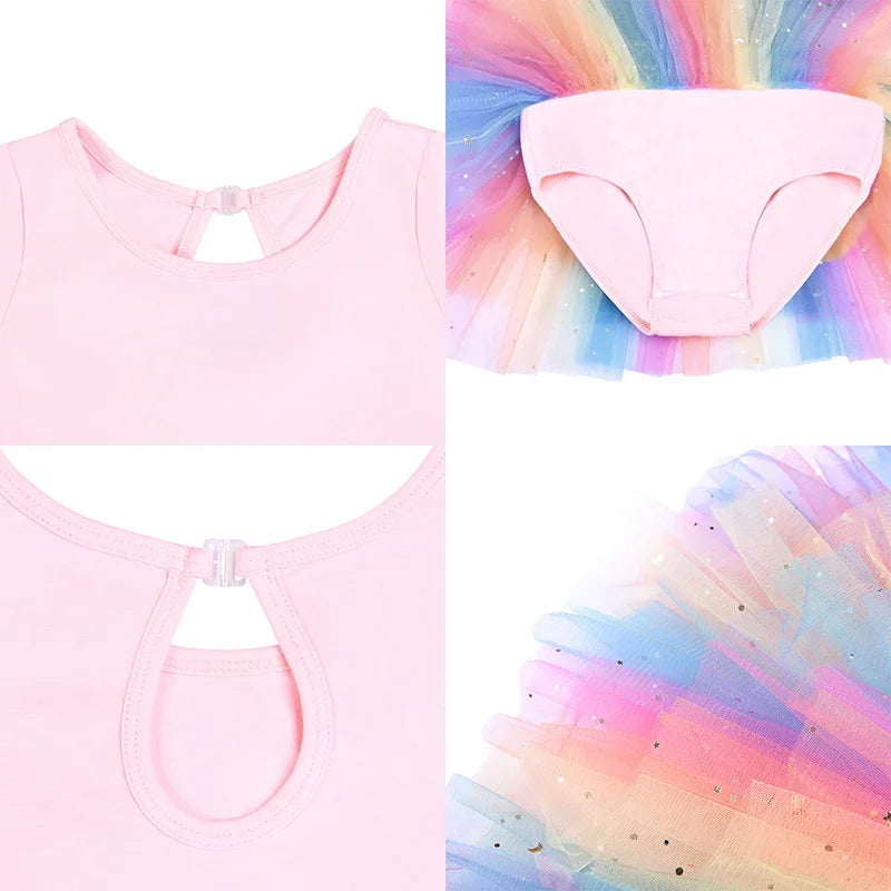 Girls Long Sleeves Tutu Dance Dress Ballet Leotard for kids Dance  Practice with Glitter Sequin Design and Crotch Snap Skirt