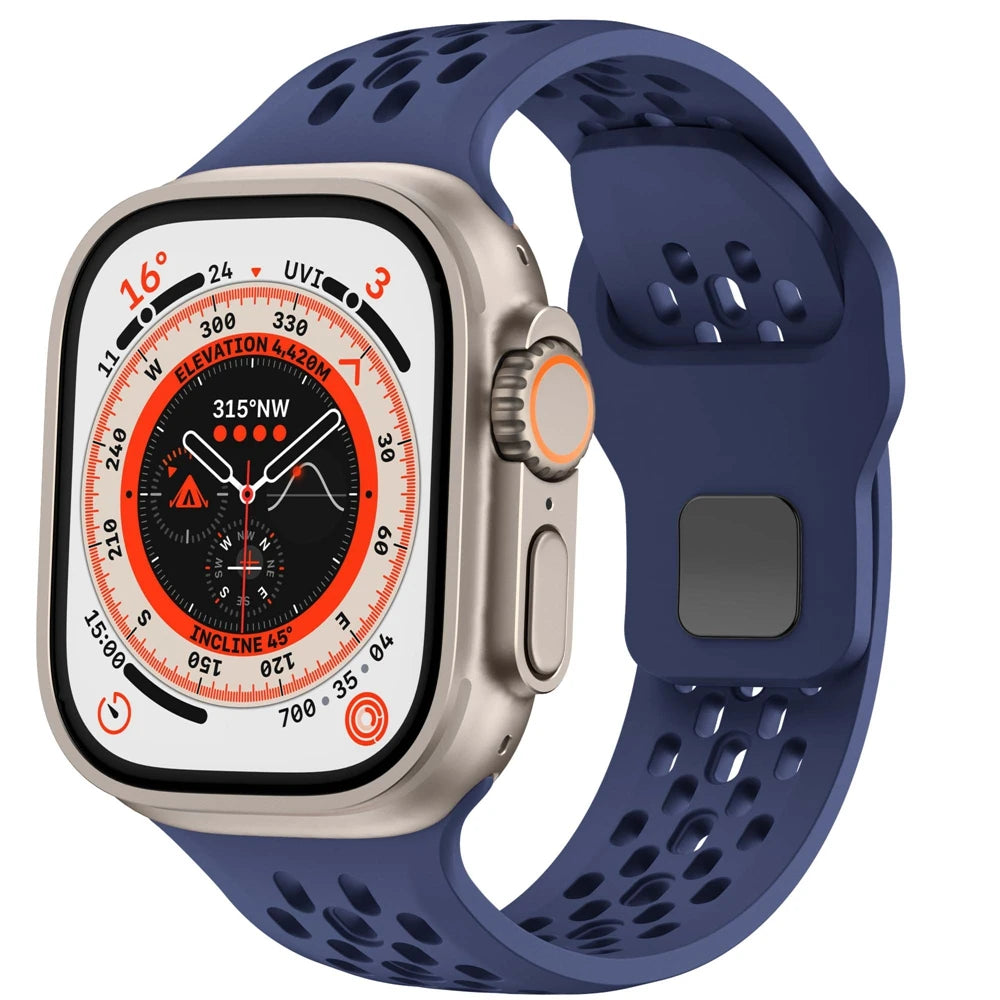 Silicone strap For iwatch series 9 8 7 6 5 4 3 SE Ultra 2 49mm Breathable Bracelet for Apple Watch 44mm 45mm 40mm 41mm 42mm 38mm