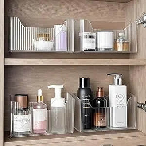 Cloududa Cabinet Door Organizer 1Pcs Adhesive Wall Mounted Organizer Bins Clear Storage Caddy Stackable Basket