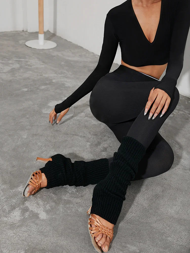 ZYM Winter Latin Dance Socks Leg  Ankle Warmer with Hole Ballet Accessories #WT