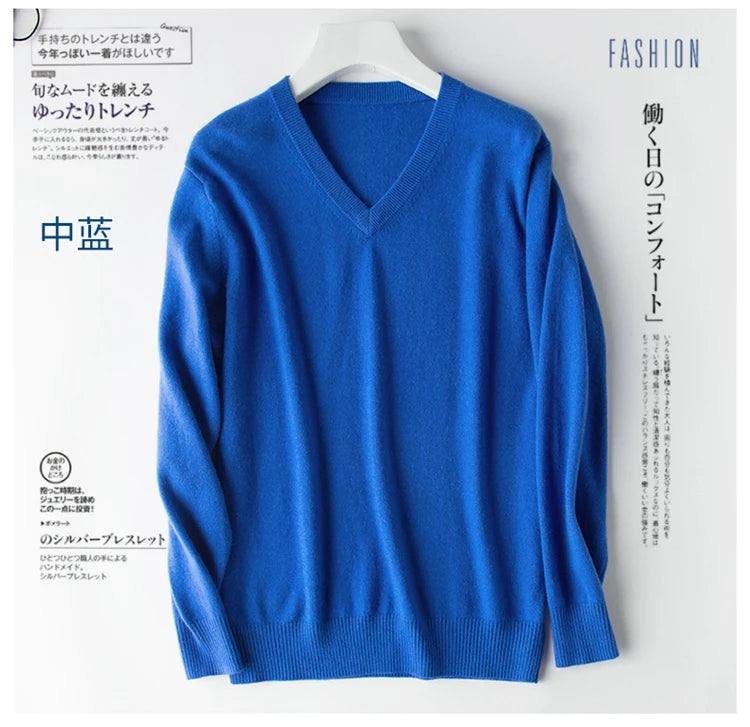 Classic Pullover V-Neck Sweater Men 2024 Autumn Winter Cashmere Cotton Blend Warm Jumper Clothes Pull Homme Man Hombres Sweater