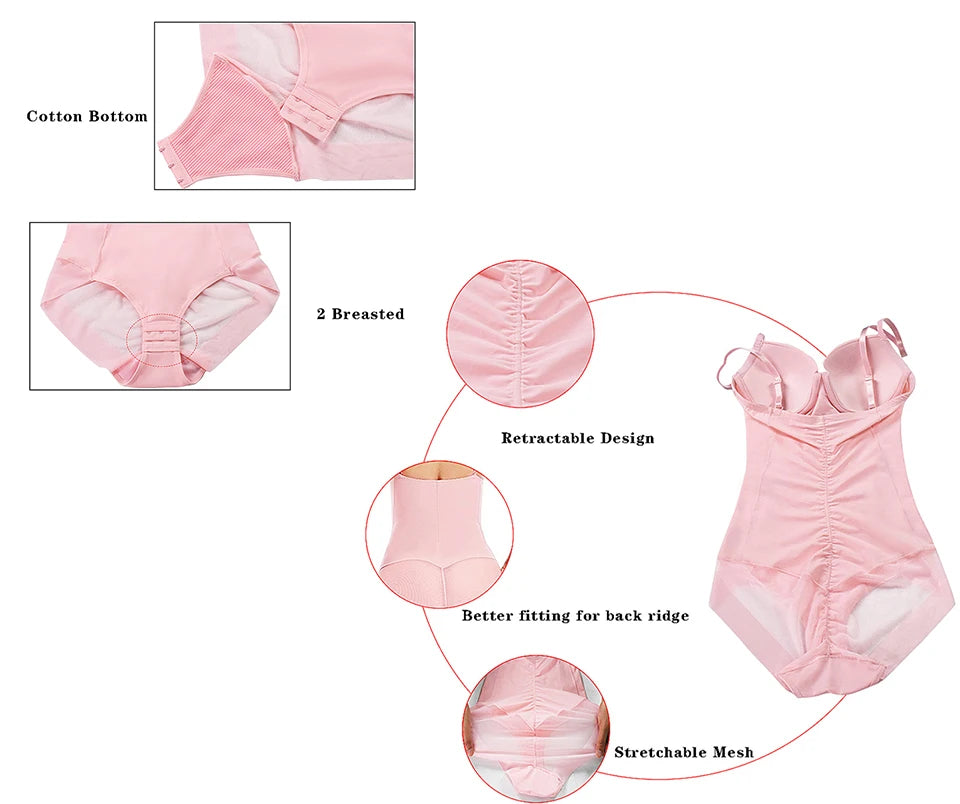 Bodysuit Women Shapewear Body Shaper With Cup Compression Bodies Belly Sheath Waist Trainer Reductive Slimming Underwear