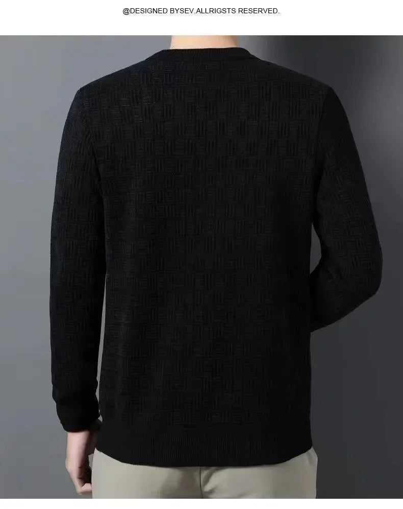 Spring Autumn Pure Wool Pullover Sweater Men O-neck Long-sleeve Cashmere Knitwear Male Clothing Knitted Sweaters Mens Outwear
