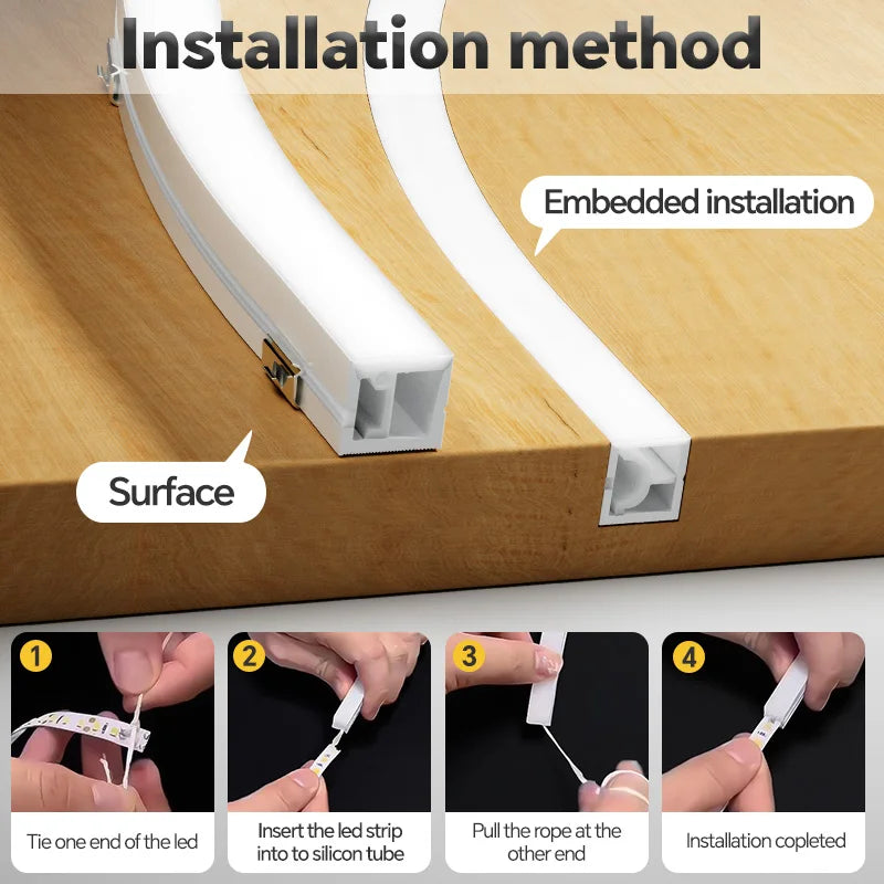 Side Bend Silicone Front Emitting LED Light Channel Flexible Holder Cabinet Kitchen Wardrobe Shelf Lighting