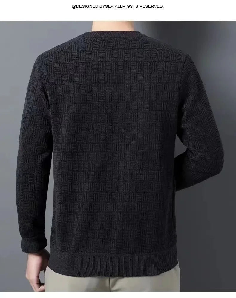 Spring Autumn Pure Wool Pullover Sweater Men O-neck Long-sleeve Cashmere Knitwear Male Clothing Knitted Sweaters Mens Outwear