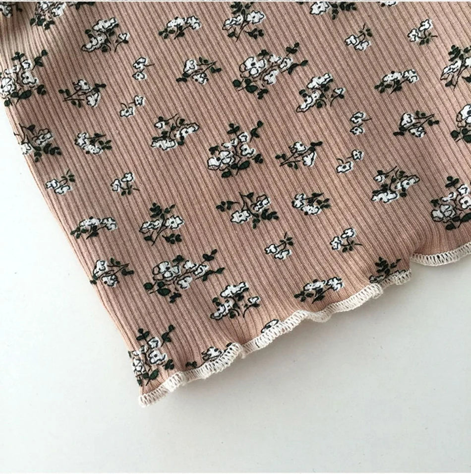 Girls Summer Pajamas Set Short Sleeve Shorts Floral Korean Style Rayon Two Piece Sleepwear Home Loungewear Kids Nightwear Outfit