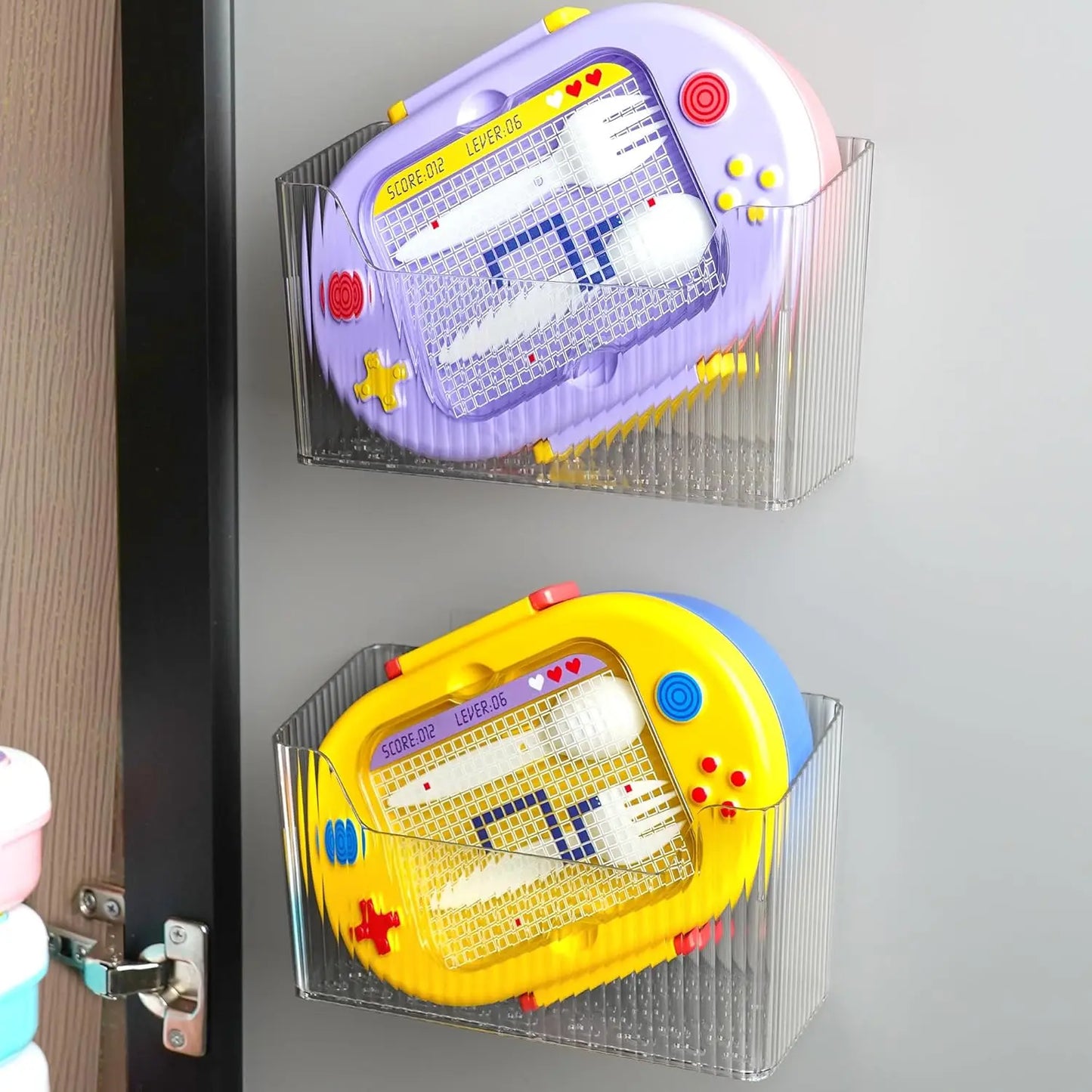 Cloududa Cabinet Door Organizer 1Pcs Adhesive Wall Mounted Organizer Bins Clear Storage Caddy Stackable Basket