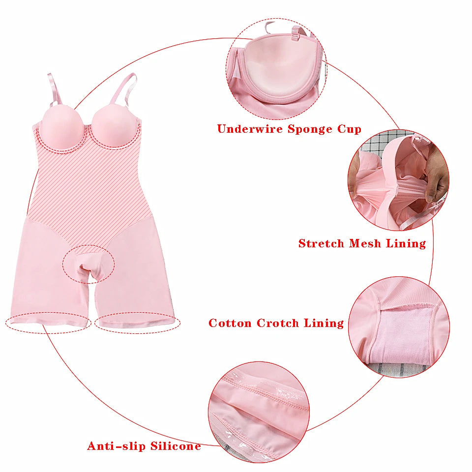 Bodysuit Women Shapewear Body Shaper With Cup Compression Bodies Belly Sheath Waist Trainer Reductive Slimming Underwear