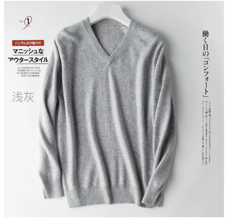 Classic Pullover V-Neck Sweater Men 2024 Autumn Winter Cashmere Cotton Blend Warm Jumper Clothes Pull Homme Man Hombres Sweater