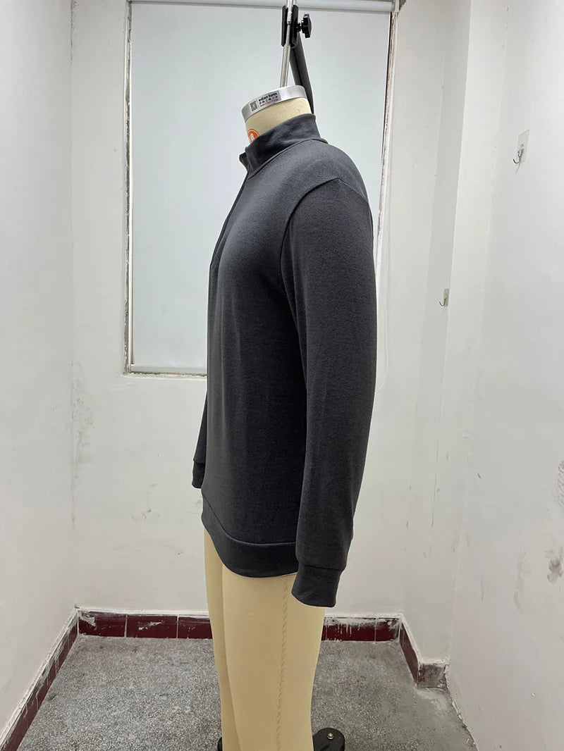 New Men's Sweaters V-neck Long Sleeve Pullover Autumn Lightweight Half Zipper Casual Sweater Outdoor Work Sweatshirts Winter Top