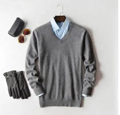 Classic Pullover V-Neck Sweater Men 2024 Autumn Winter Cashmere Cotton Blend Warm Jumper Clothes Pull Homme Man Hombres Sweater