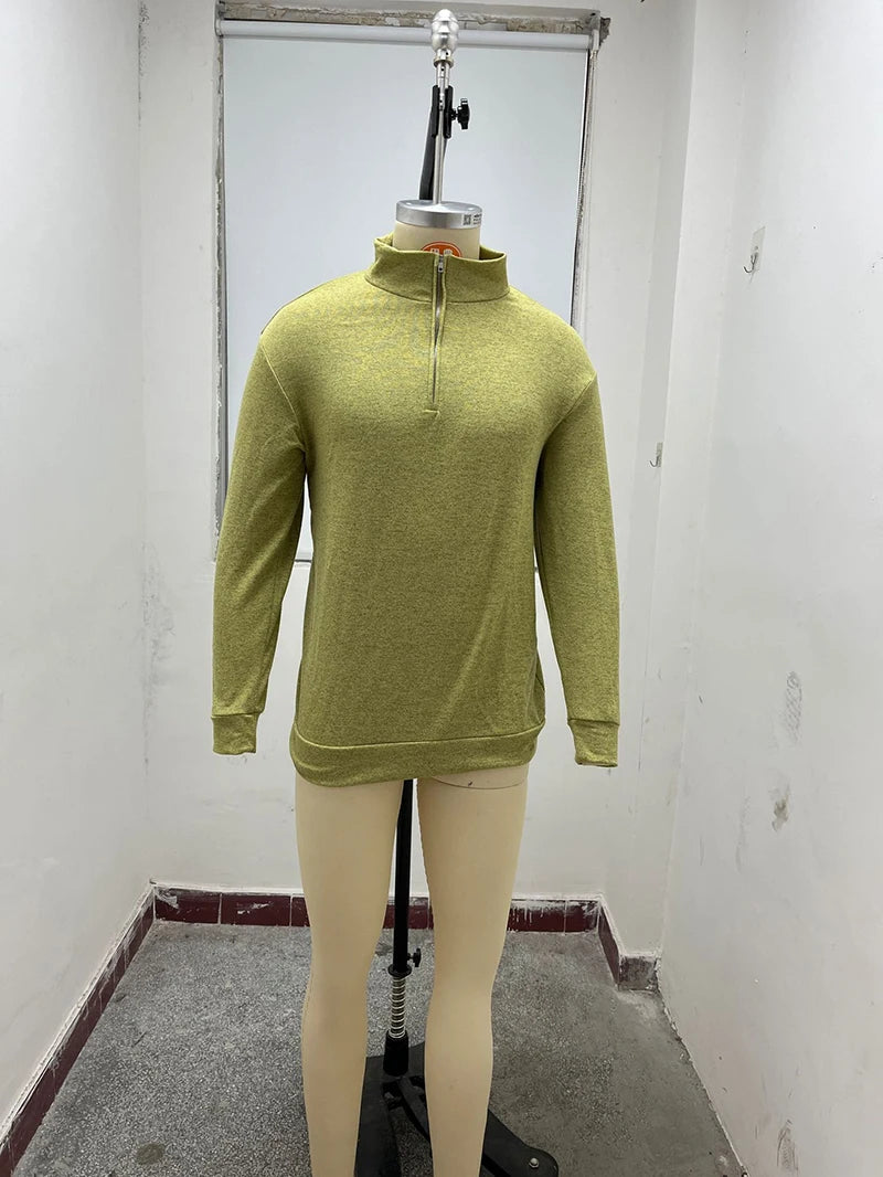 New Men's Sweaters V-neck Long Sleeve Pullover Autumn Lightweight Half Zipper Casual Sweater Outdoor Work Sweatshirts Winter Top